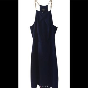 Blue Halter Dress with Chain Neck